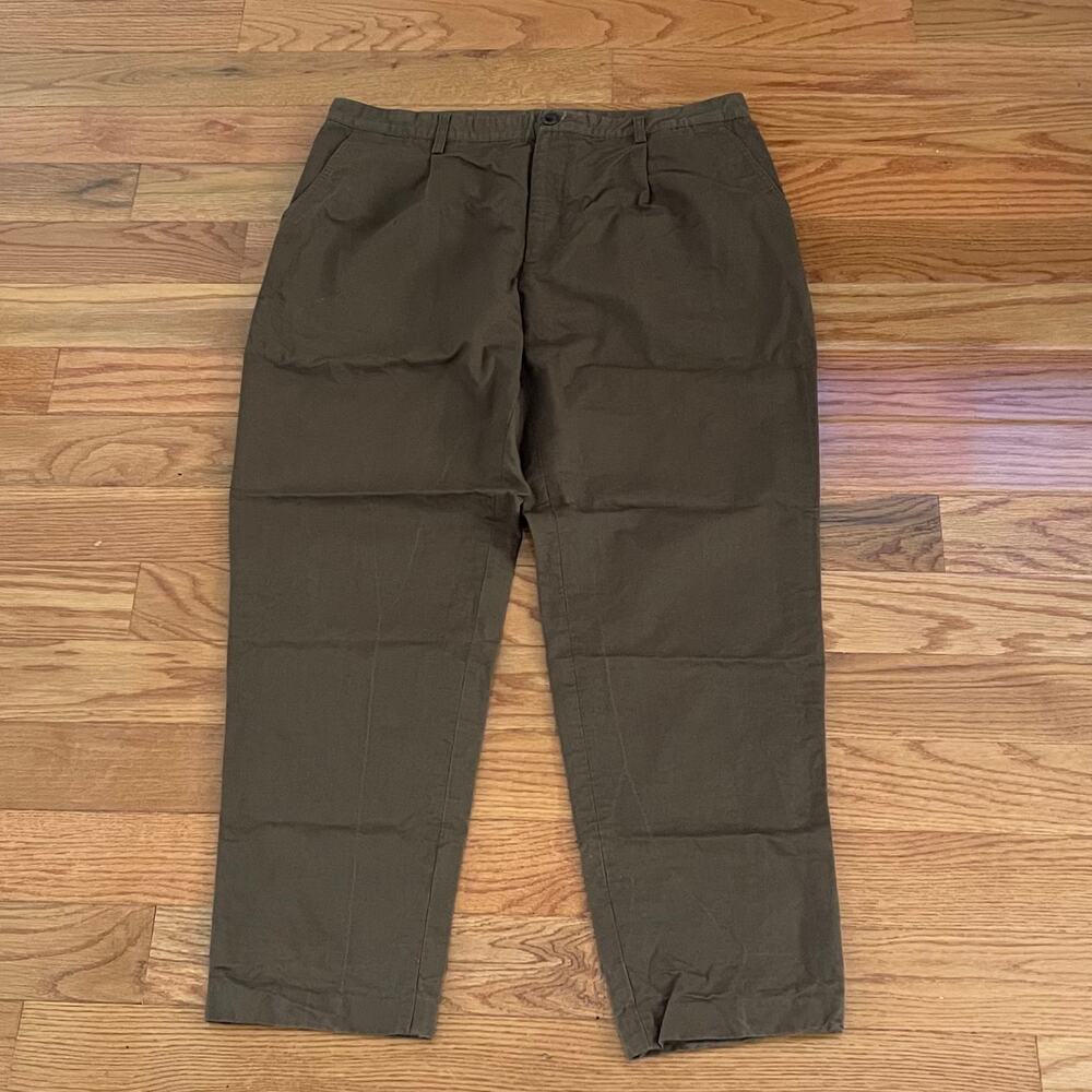 Zara Mens 36 Chino Pants Brown Mid Rise Regular Cotton Linen Casual Minimalist